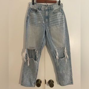 High waisted ripped mom jeans